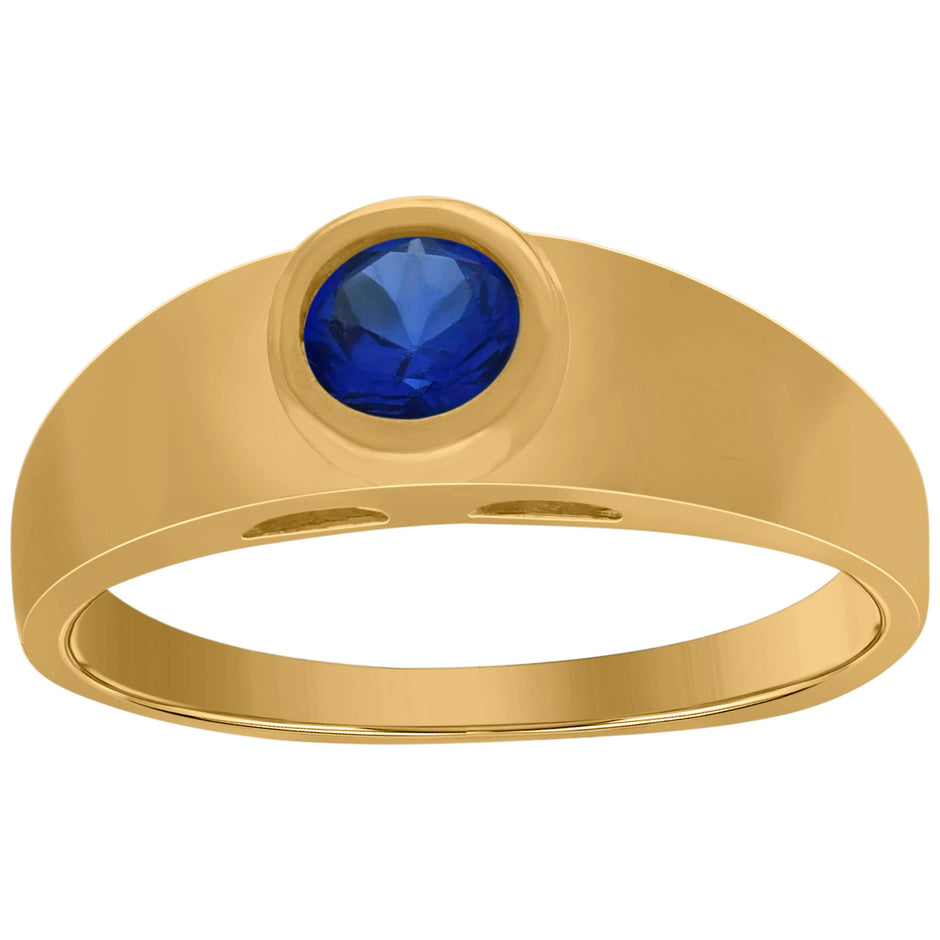 10kt Yellow Gold Baby Round Blue Cubic Zirconia Birth Stone Ring