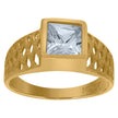 10kt Yellow Gold Princess Cut Cubic Zirconia CZ Baby Birth Stone Ring