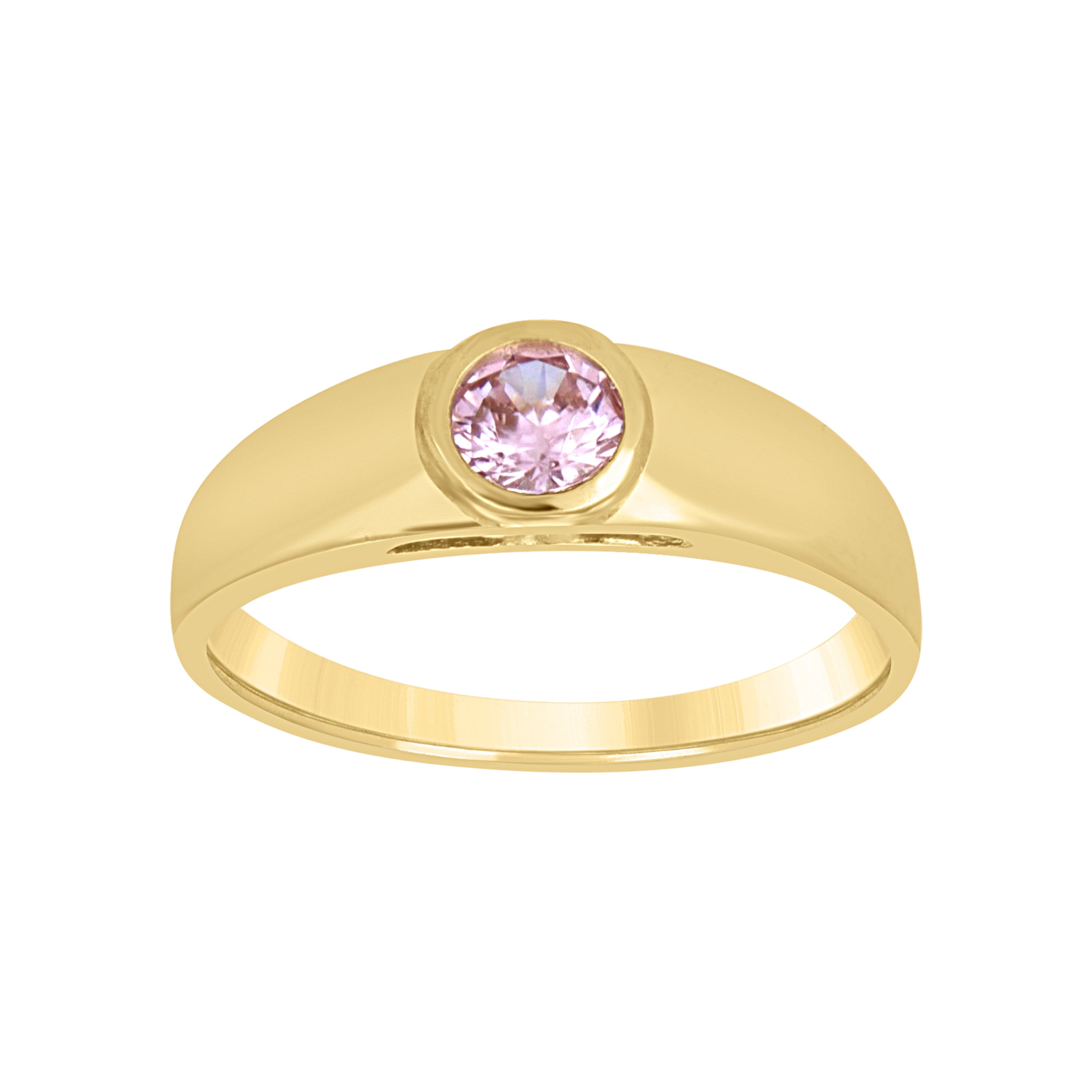 10kt Yellow Gold Baby Round Garnet Cubic Zirconia Birth Stone Ring