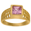 10kt Yellow Gold Pink Princess Cut Cubic Zirconia CZ Baby Birth Stone Ring