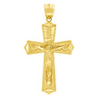 10kt Yellow Gold Diamond-Cut Mens Cross Crucifix Religious Charm Pendant