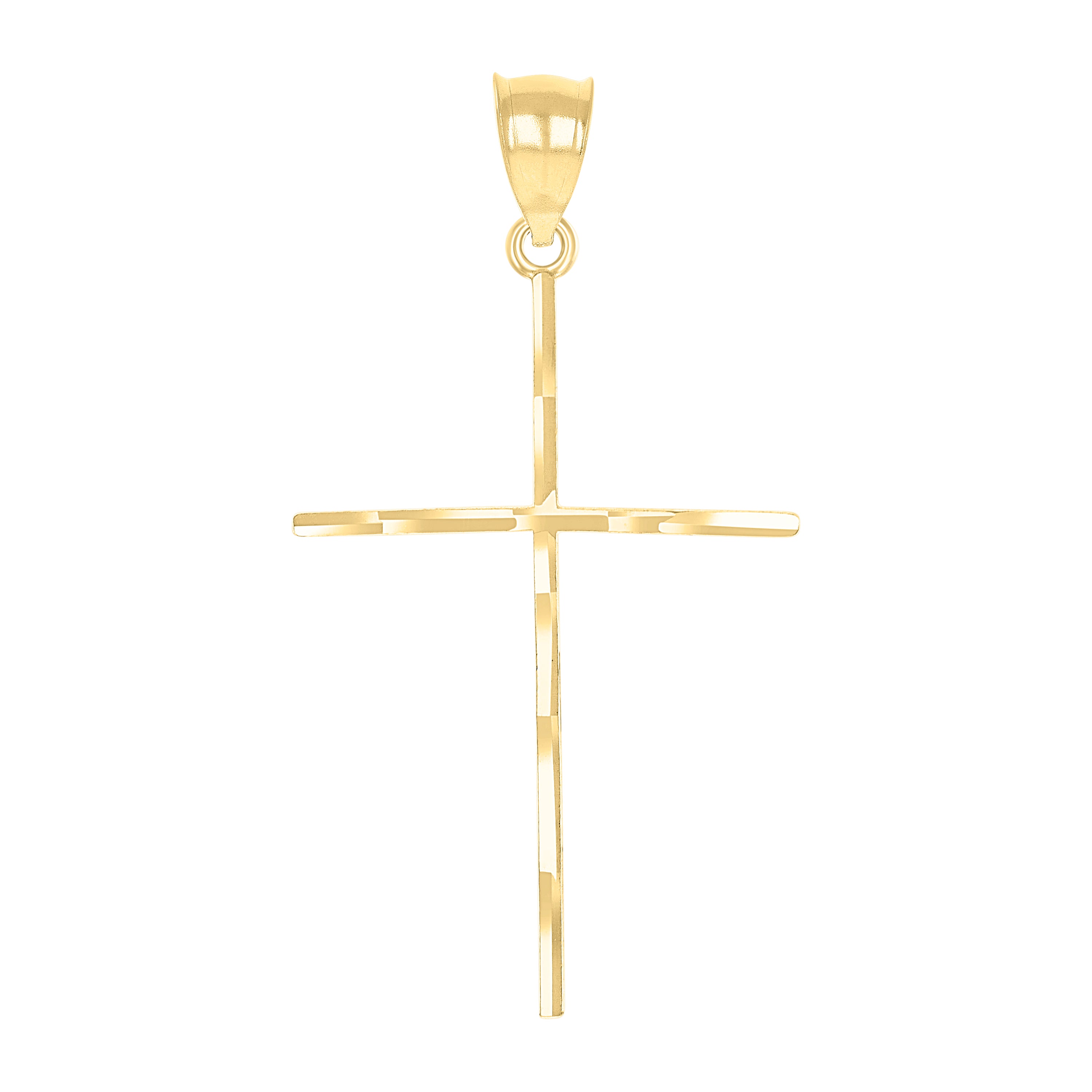 10kt Gold Two-Tone Diamond-Cut Mens Cross Religious Charm Pendant