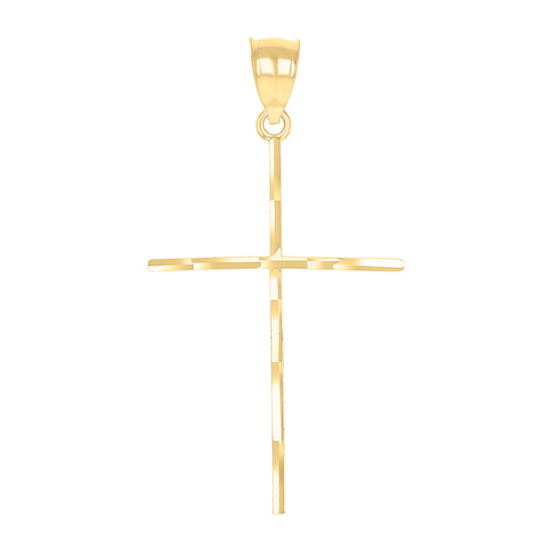 10kt Gold Two-Tone Diamond-Cut Mens Cross Religious Charm Pendant