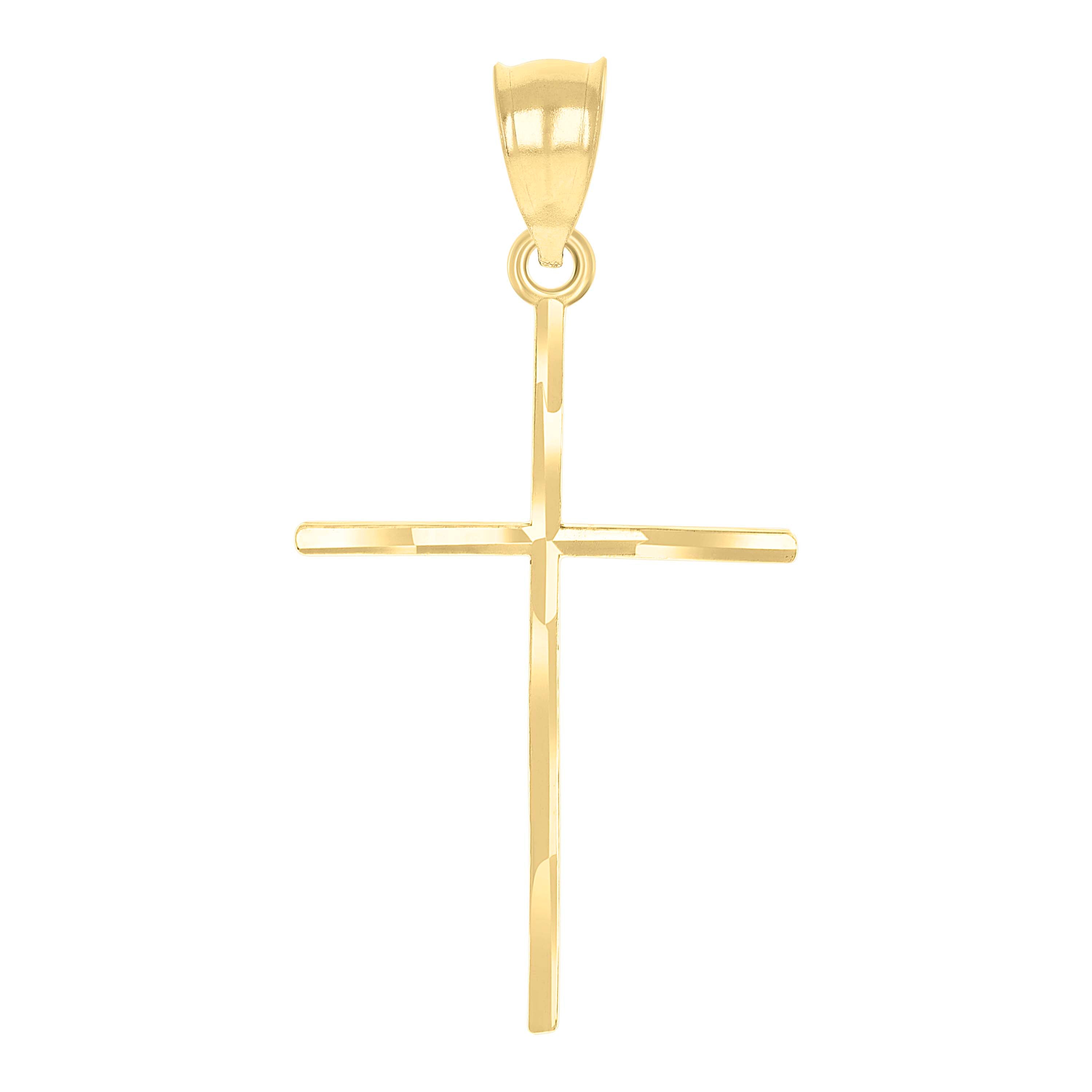 10kt Yellow Gold Diamond-Cut Unisex Cross Religious Charm Pendant