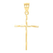 10kt Yellow Gold Diamond-Cut Unisex Cross Religious Charm Pendant