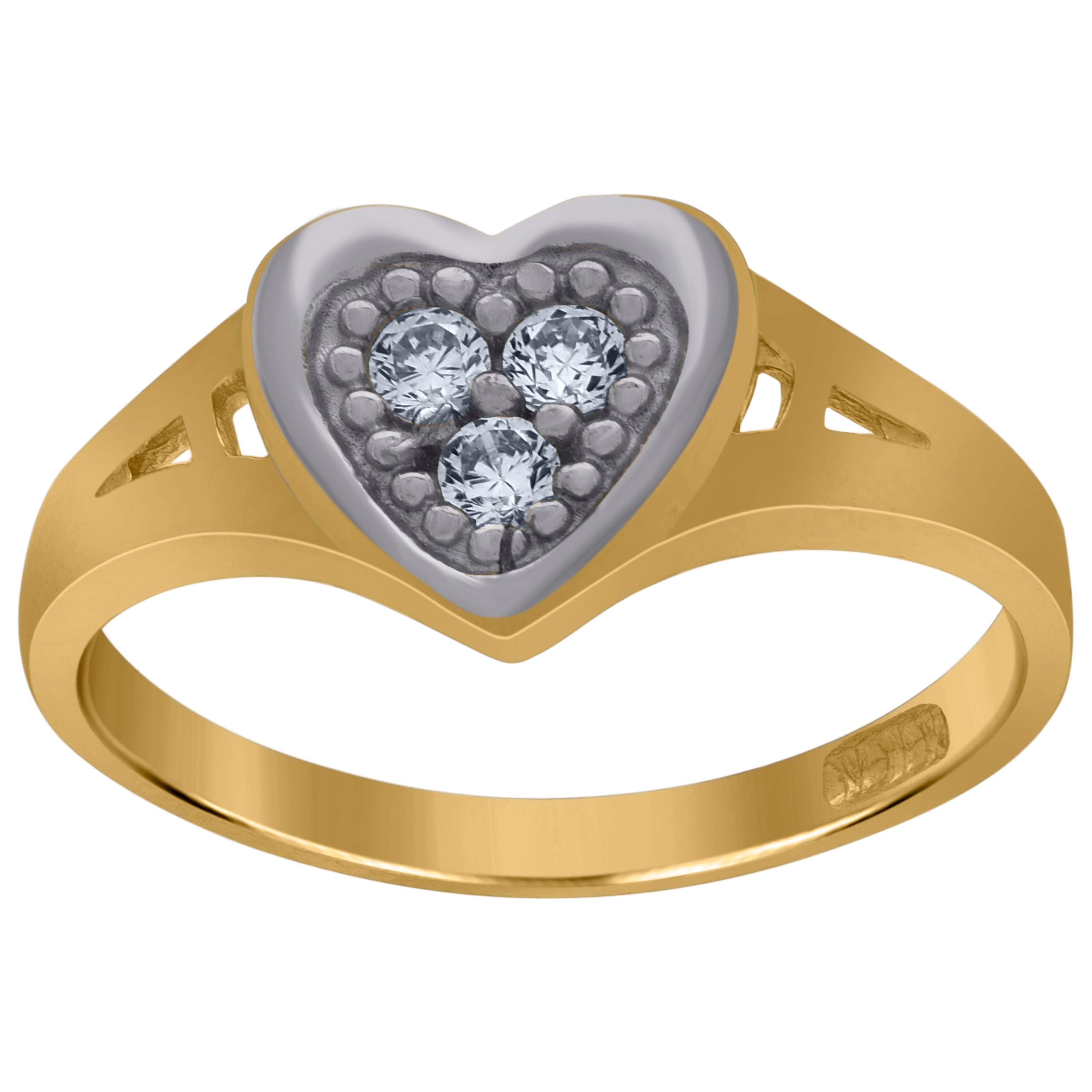 10kt Gold Womens Two-Tone CZ Heart Band Ring