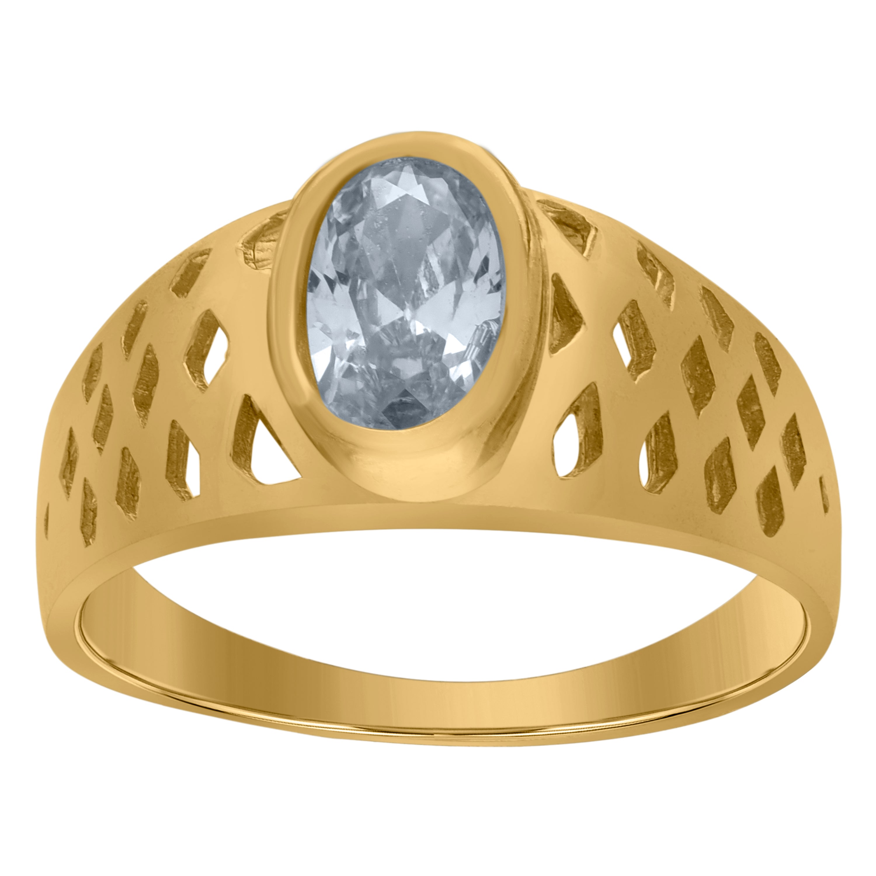 10kt Yellow Gold Baby Oval Cubic Zirconia Birth Stone Ring