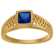10kt Yellow Gold Baby Princess-Cut Blue Cubic Zirconia Birth Stone Ring