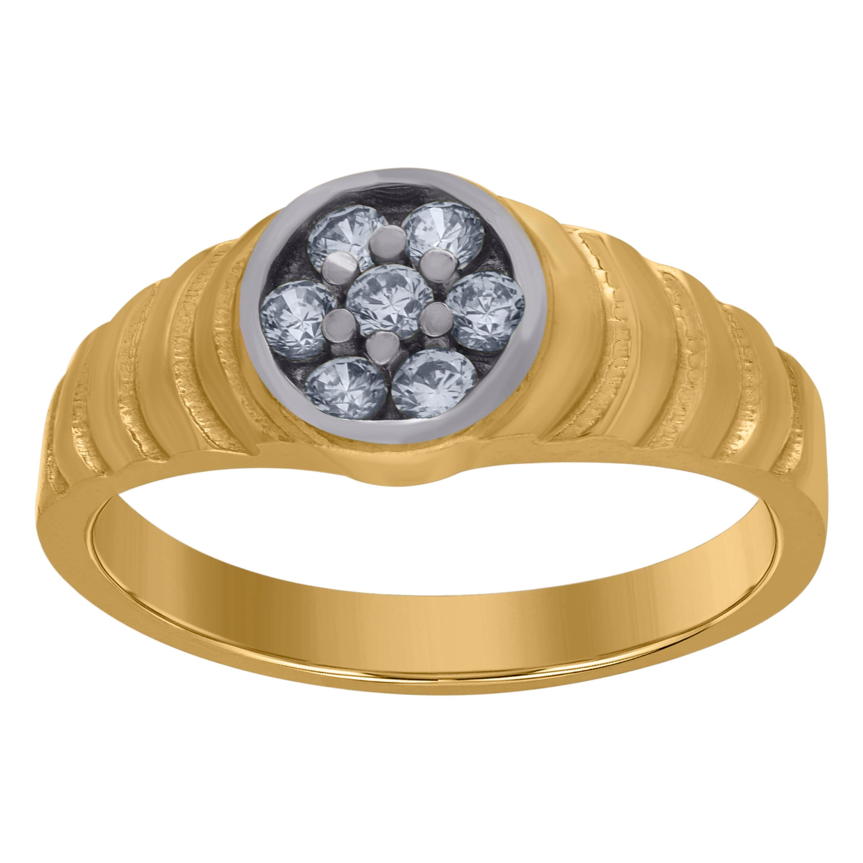 10kt Two-Tone Gold Womens Round Cubic Zirconia Engagement Ring