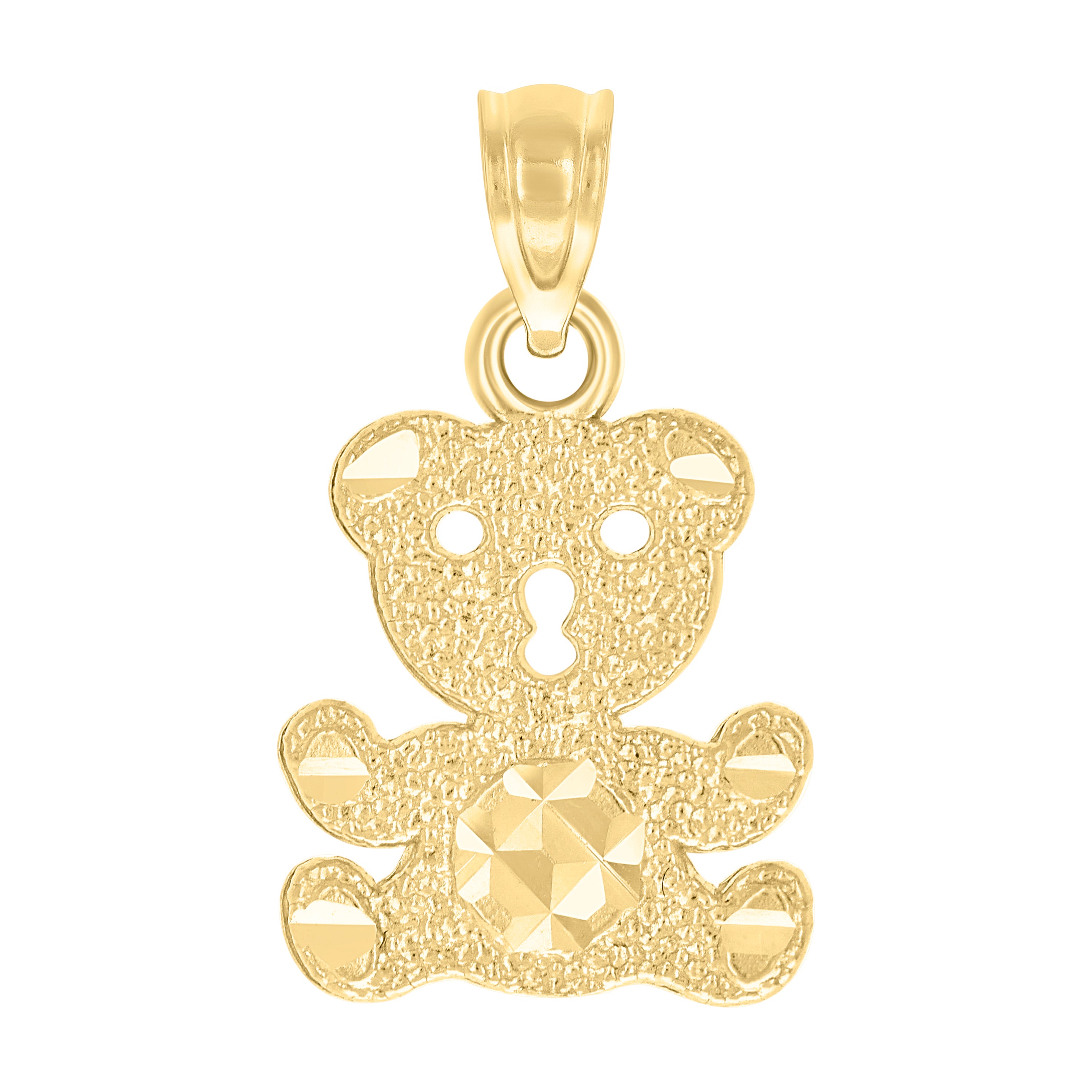 10kt Yellow Gold Womens Textured Teddy Bear Charm Pendant