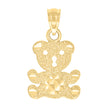 10kt Yellow Gold Womens Textured Teddy Bear Charm Pendant
