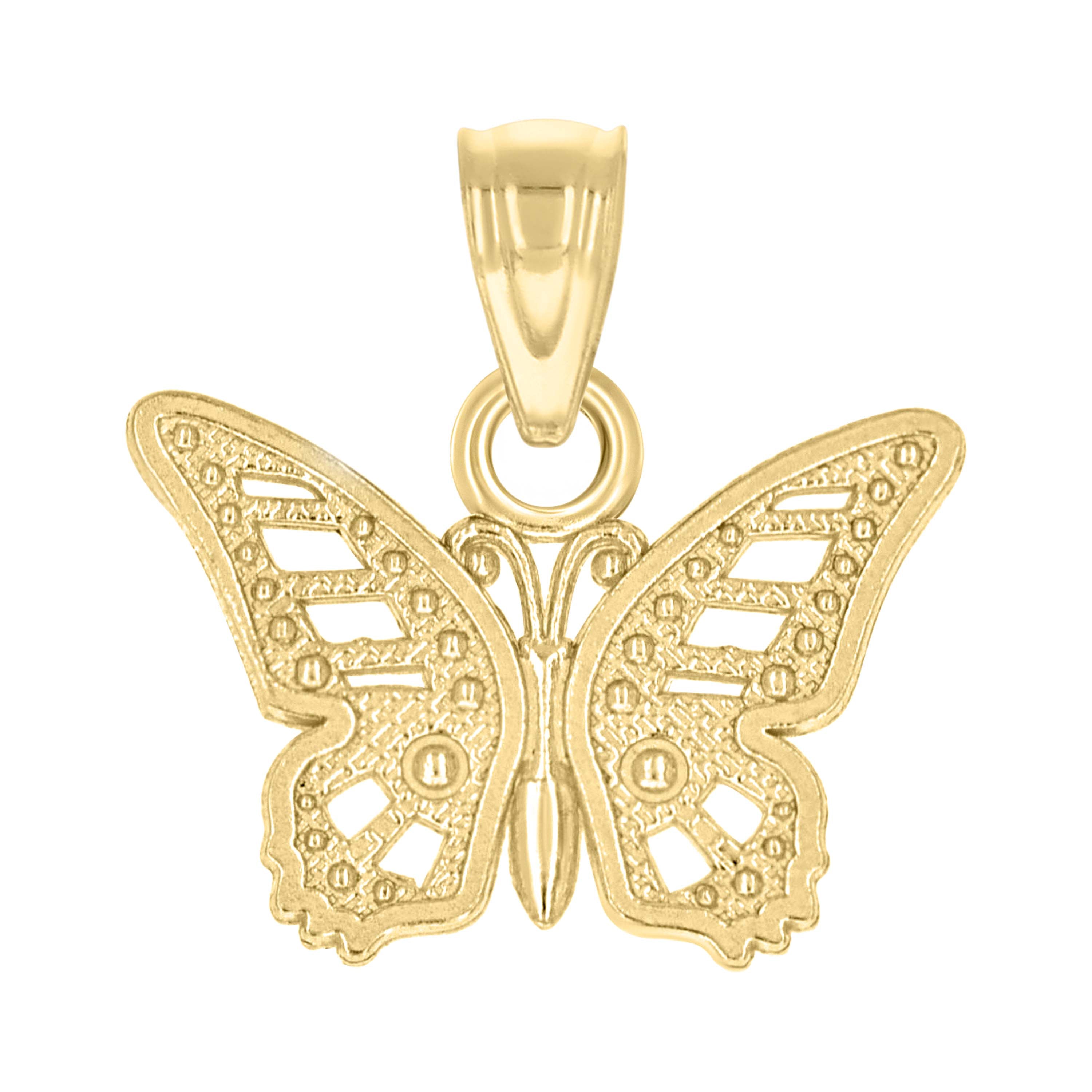 10kt Yellow Gold Diamond-Cut Womens Butterfly Animal Charm Pendant
