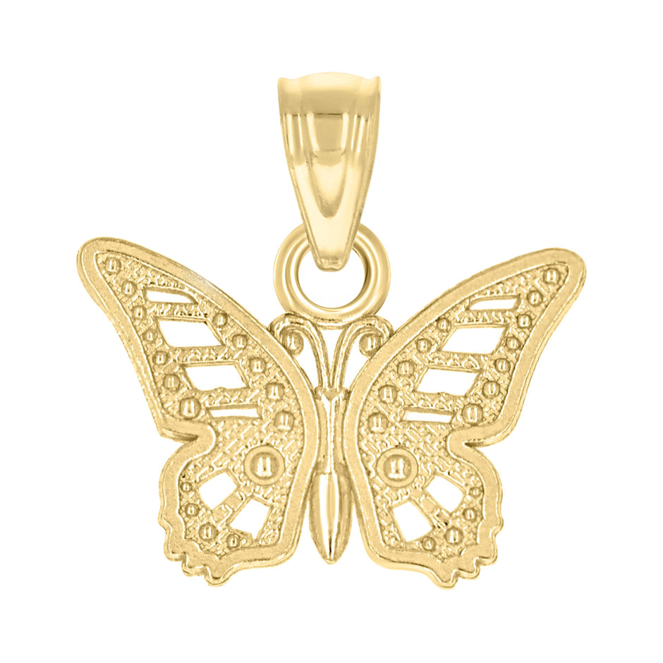 10kt Yellow Gold Diamond-Cut Womens Butterfly Animal Charm Pendant