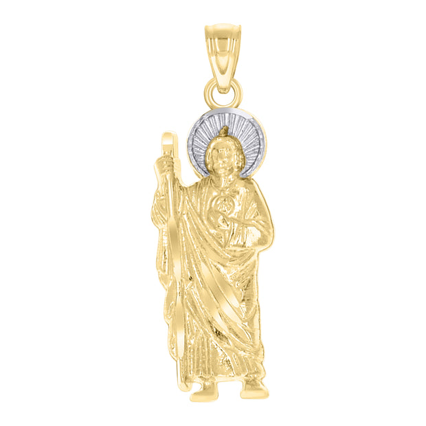 10kt Gold Two-Tone Unisex Saint Jude Religious Charm Pendant