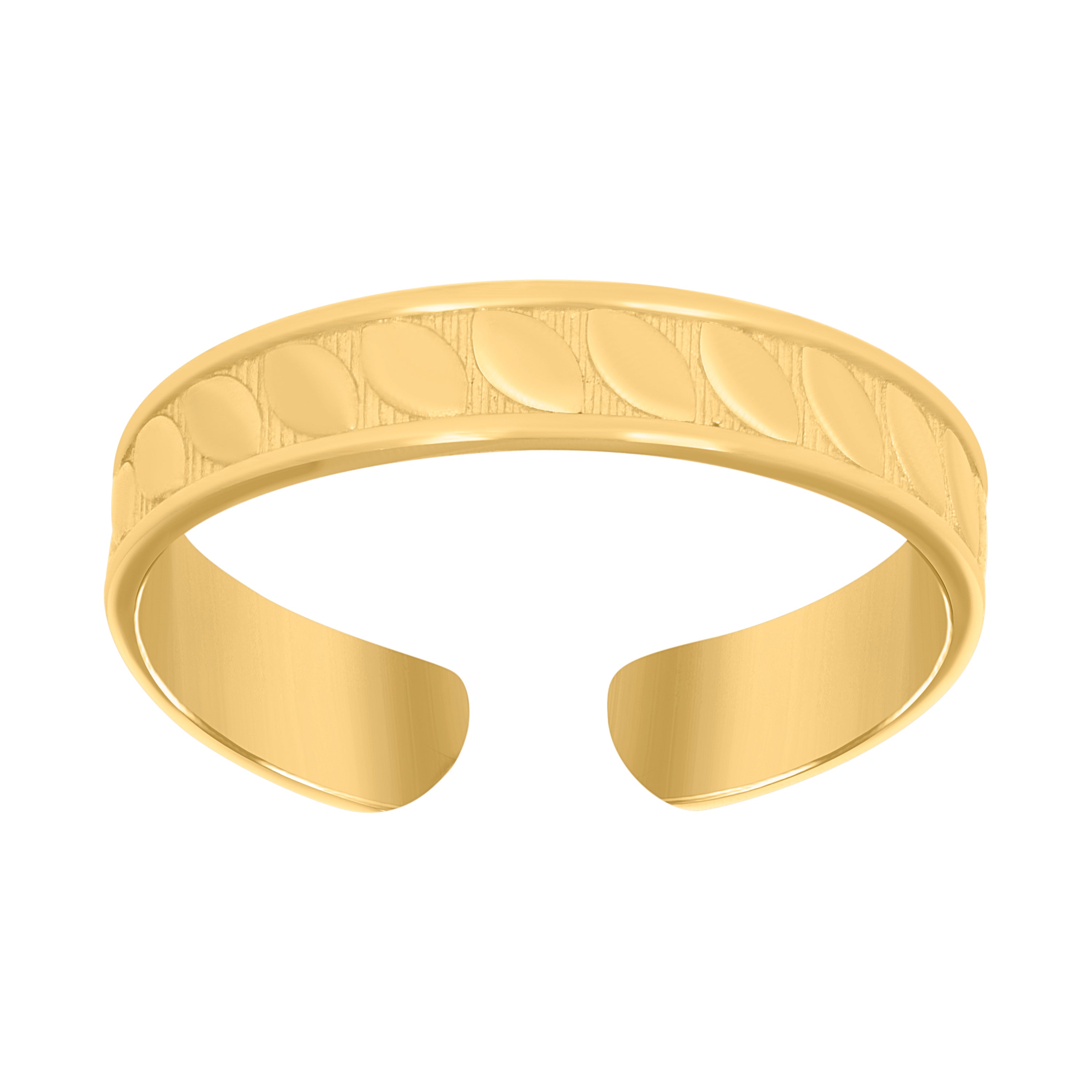 10Kt Yellow Gold Womens Textured Leaf Toe Ring 