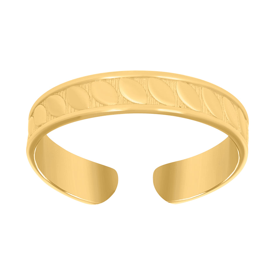 10Kt Yellow Gold Womens Textured Leaf Toe Ring 