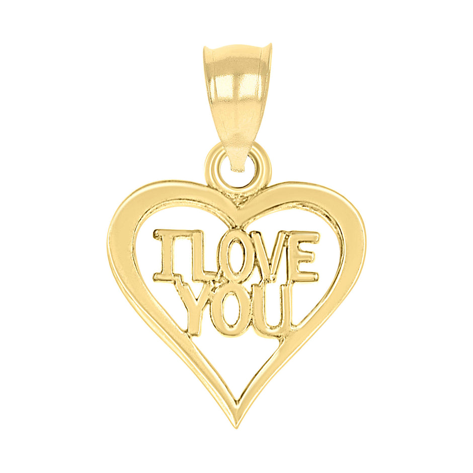 10kt Yellow Gold Womens I Love You Heart Charm Pendant