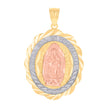10kt Gold Tri-Color Diamond-Cut Womens Ntra Sra De Guadalupe Religious Charm Pendant