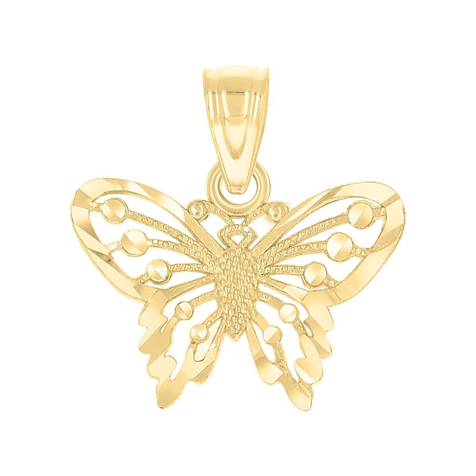 10kt Yellow Gold Diamond-Cut Womens Butterfly Animal Charm Pendant