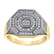 10kt Two-Tone Gold Mens Cubic-Zirconia Octagon Head Fashion Ring