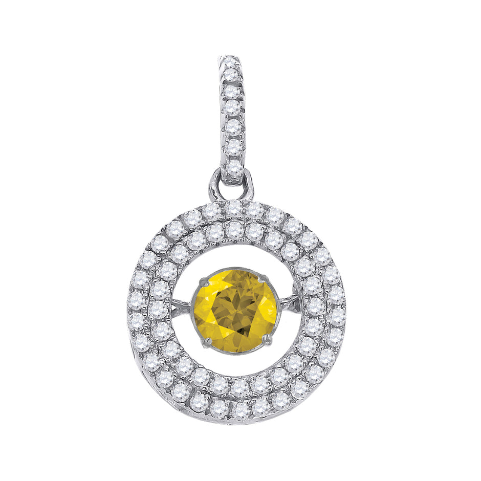 925 Sterling Silver Womens Yellow White Cubic Zirconia Fashion Charm Pendant