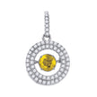 925 Sterling Silver Womens Yellow White Cubic Zirconia Fashion Charm Pendant