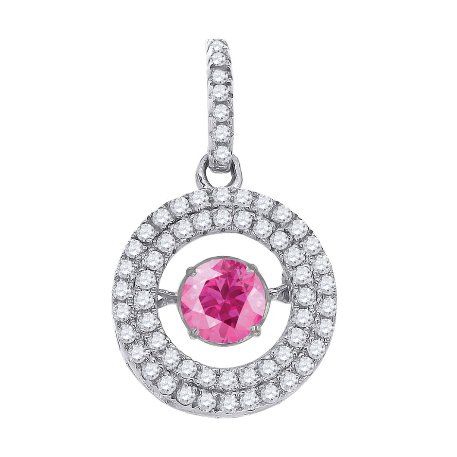 925 Sterling Silver Womens Pink White Cubic Zirconia Fashion Charm Pendant