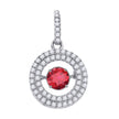 925 Sterling Silver Womens Red White Cubic Zirconia Fashion Charm Pendant