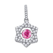 925 Sterling Silver Womens Pink White Cubic Zirconia Star Charm Pendant