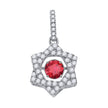 925 Sterling Silver Womens Red White Cubic Zirconia Star Charm Pendant