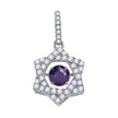 925 Sterling Silver Womens Purple White Cubic Zirconia Star Charm Pendant