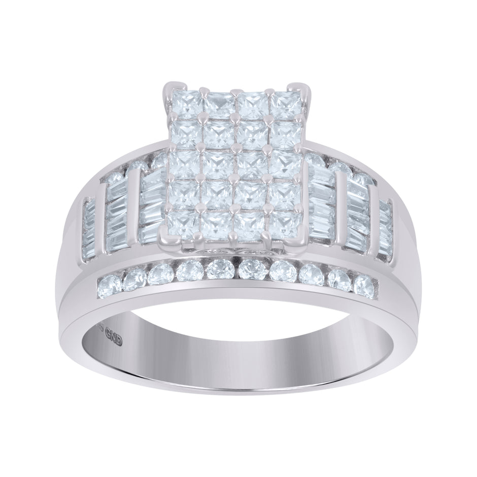925 Sterling Silver Womens Cubic Zirconia Cinderella Ring Size 8 - SLV-60859