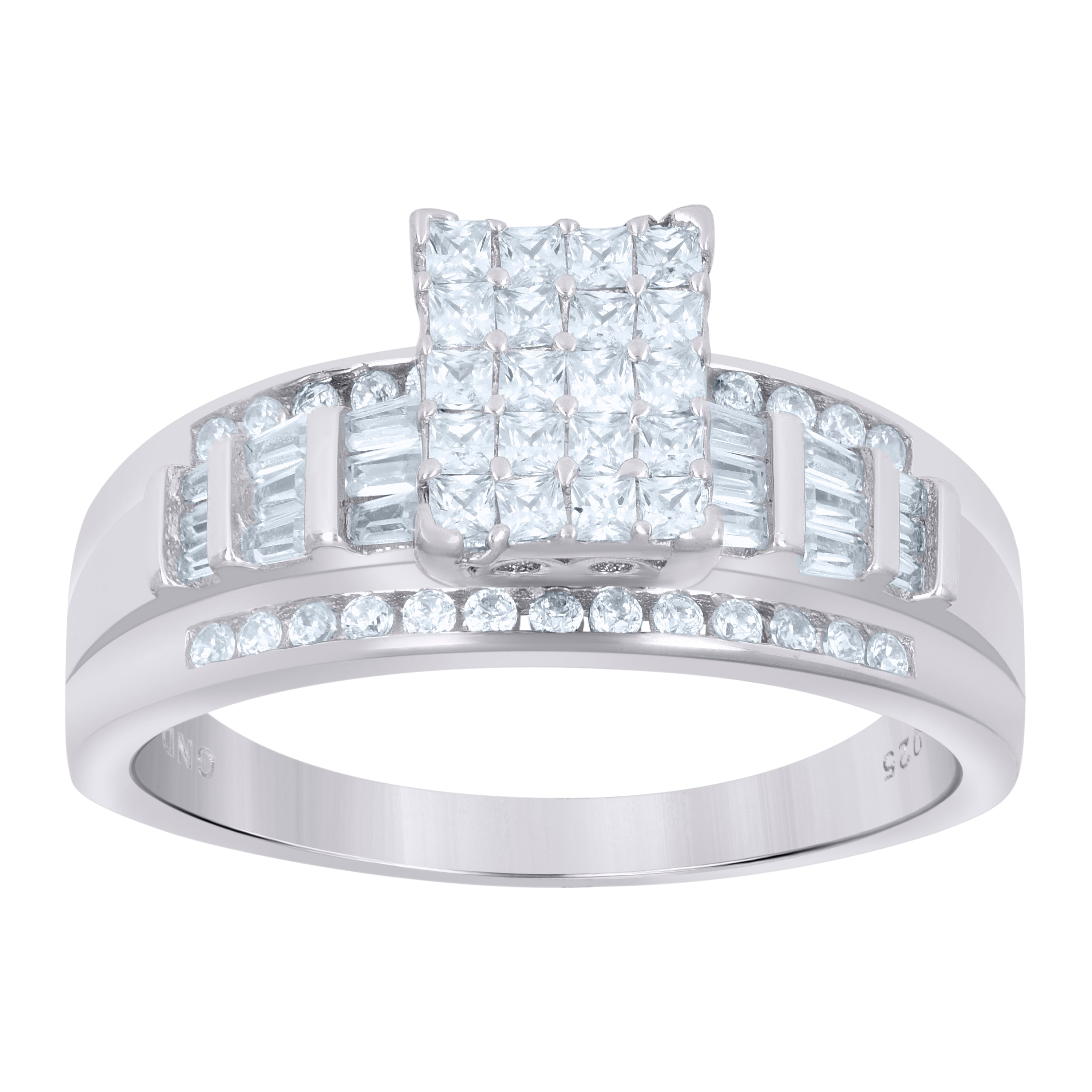 925 Sterling Silver Womens Cubic Zirconia Cinderella Ring Size 10 - SLV-68537