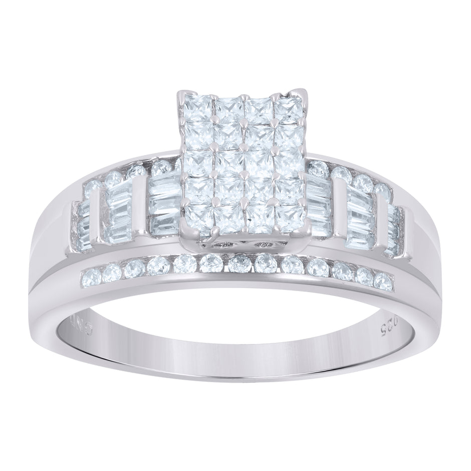 925 Sterling Silver Womens Cubic Zirconia Cinderella Ring Size 10 - SLV-68537