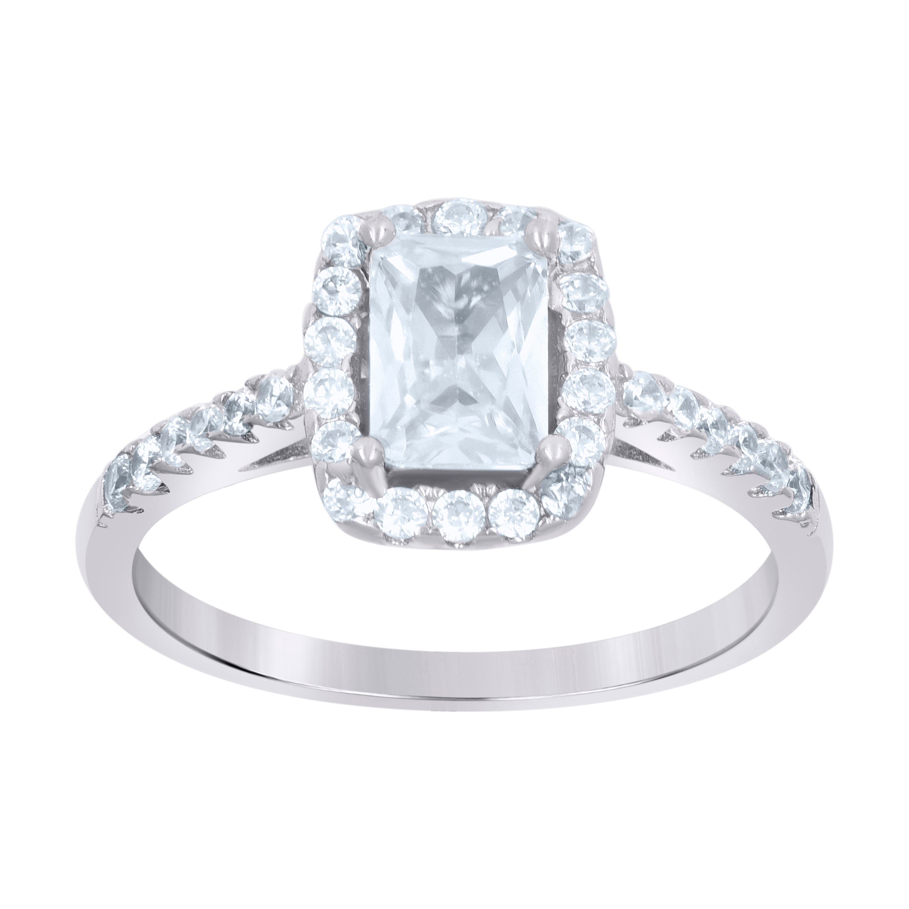 925 Sterling Silver Womens Emerald Cut Cubic-Zirconia Fashion Bridal Ring Size 7 - SLV-68605
