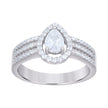 925 Sterling Silver Womens Pear Cubic-Zirconia Pear Fashion Bridal Ring Size 6