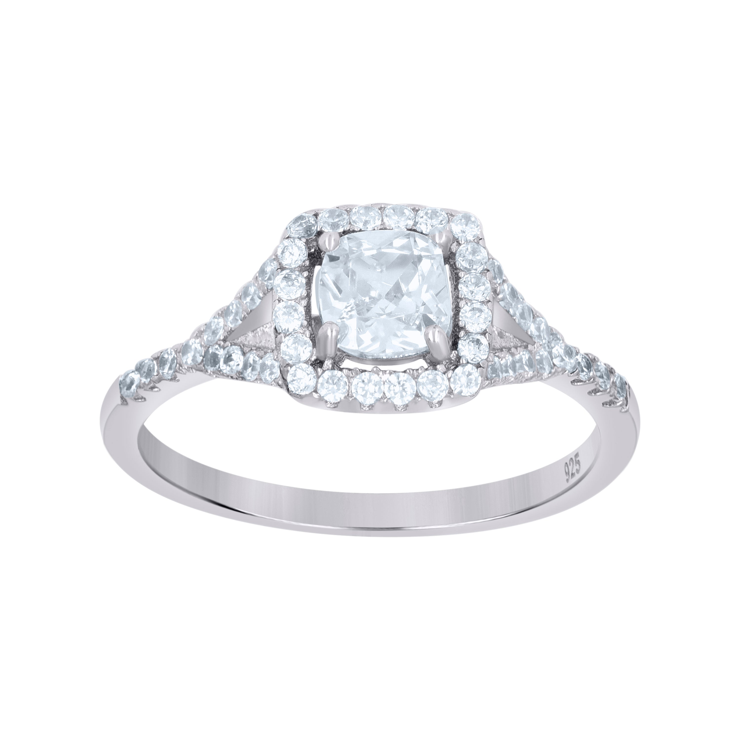 925 Sterling Silver Womens Princess Cut Cubic-Zirconia Fashion Bridal Ring Size 7 - SLV-68637