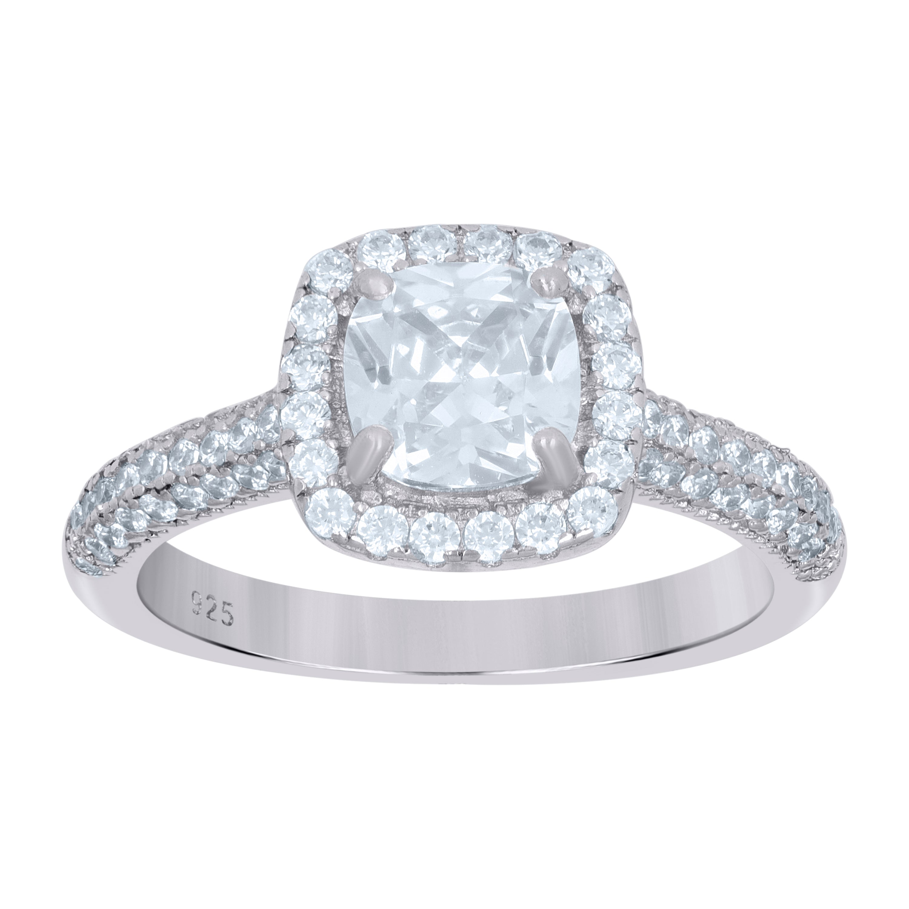 925 Sterling Silver Womens Princess Cut Cubic-Zirconia Fashion Bridal Ring Size 8 - SLV-68650
