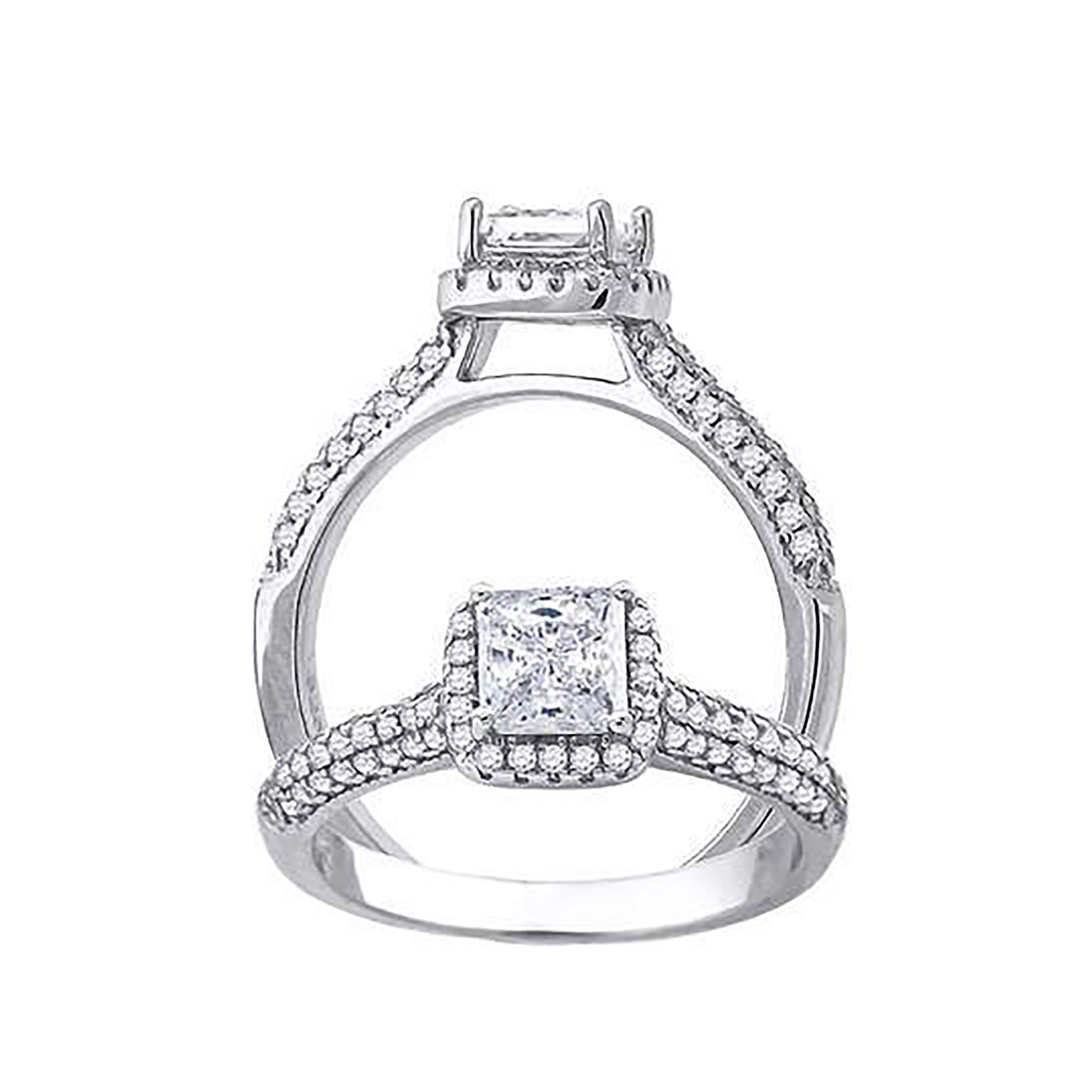 925 Sterling Silver Womens Princess-Cut Round Cubic-Zirconia Engagement Ring Size 6 - SLV-68664