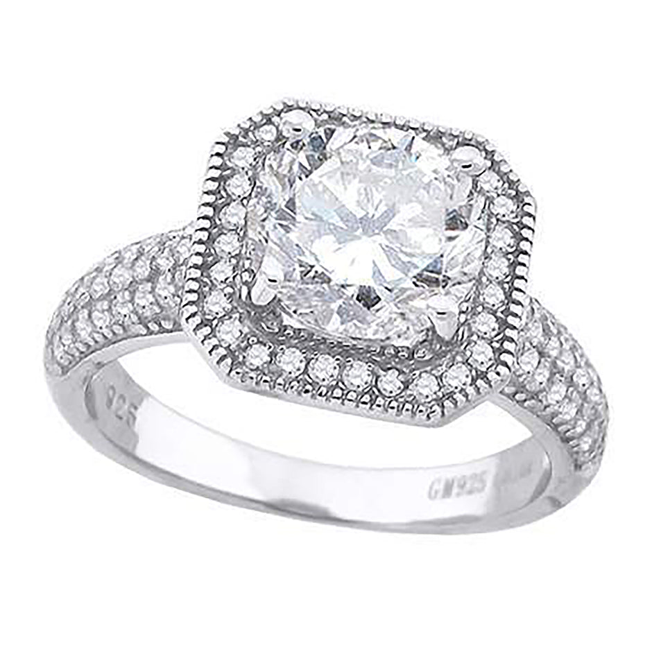 925 Sterling Silver Womens Cubic Zirconia Engagement Ring Size 6