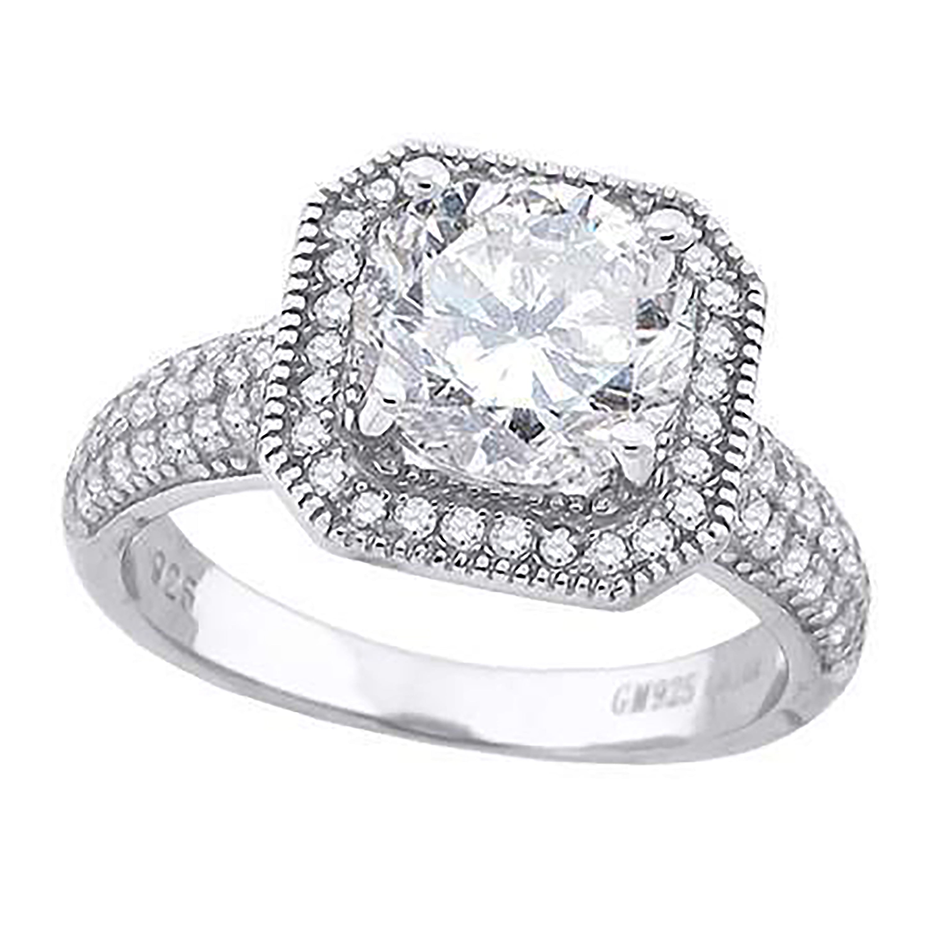 925 Sterling Silver Womens Cubic Zirconia Engagement Ring Size 7 - SLV-69027
