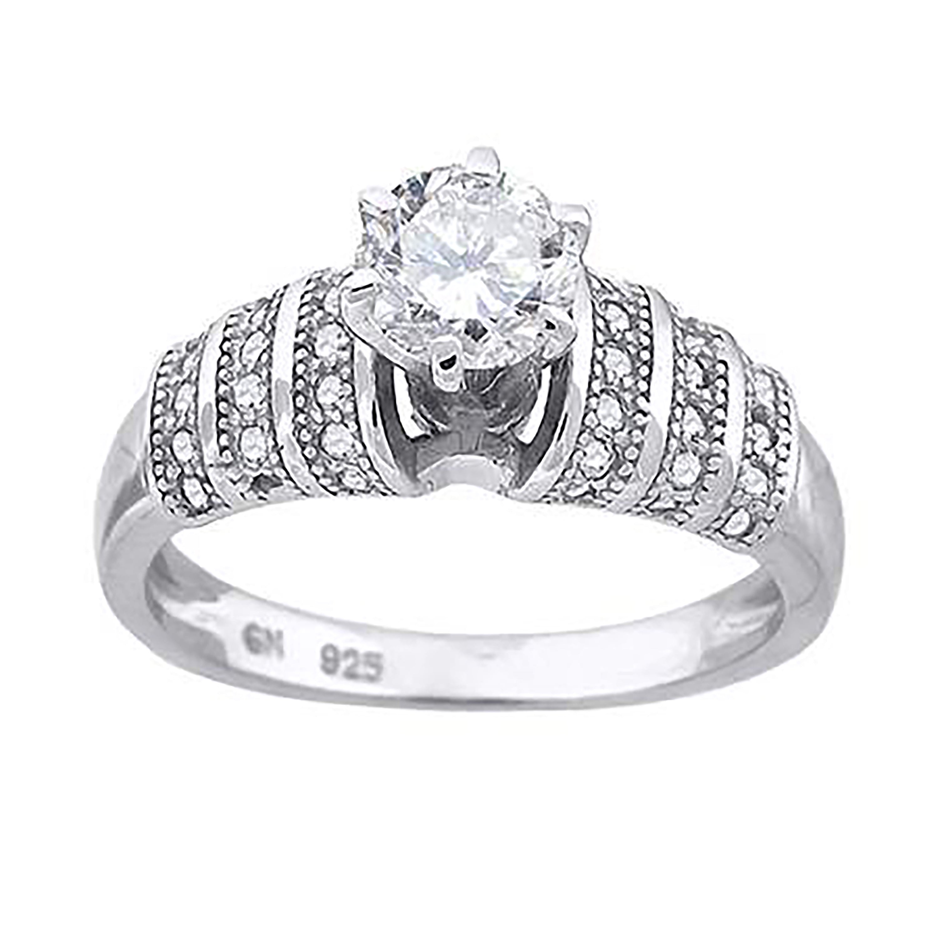 925 Sterling Silver Womens Cubic Zirconia Engagement Ring Size 6