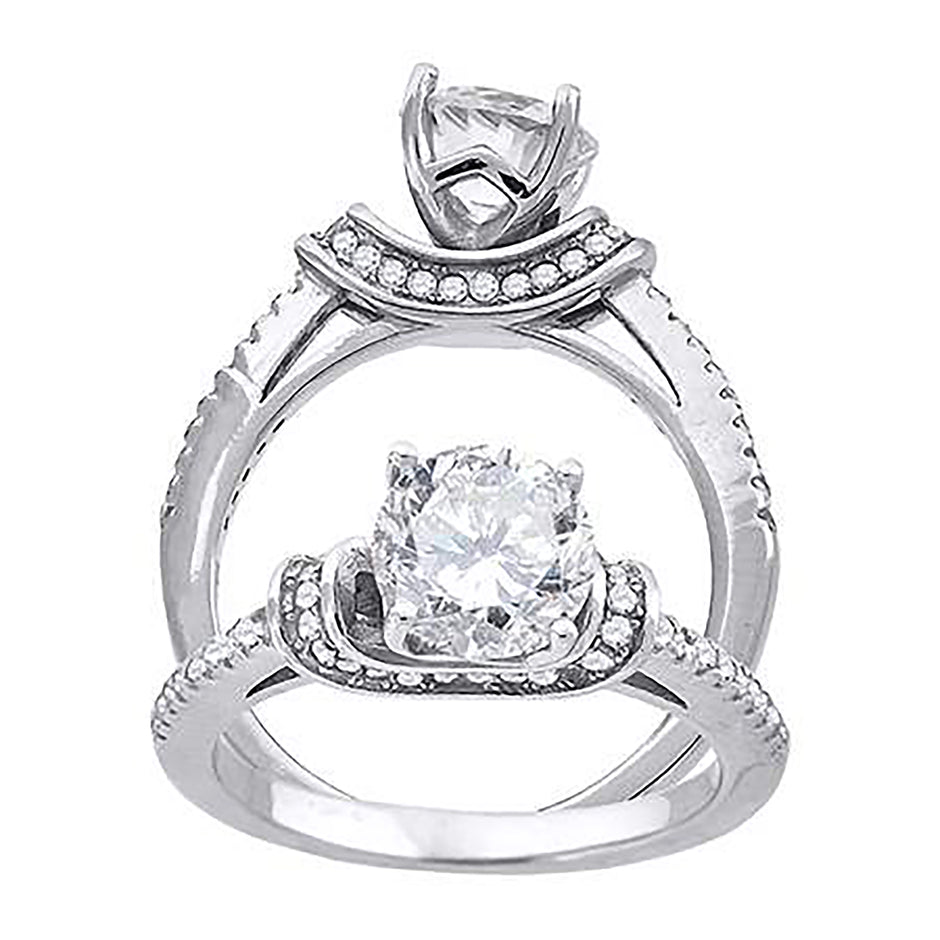 925 Sterling Silver Womens Cubic Zirconia Engagement Ring Size 7 - SLV-69082