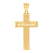 10kt Yellow Gold Diamond-Cut Mens Cross Religious Charm Pendant