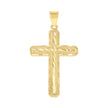 10kt Yellow Gold Diamond-Cut Mens Cross Religious Charm Pendant