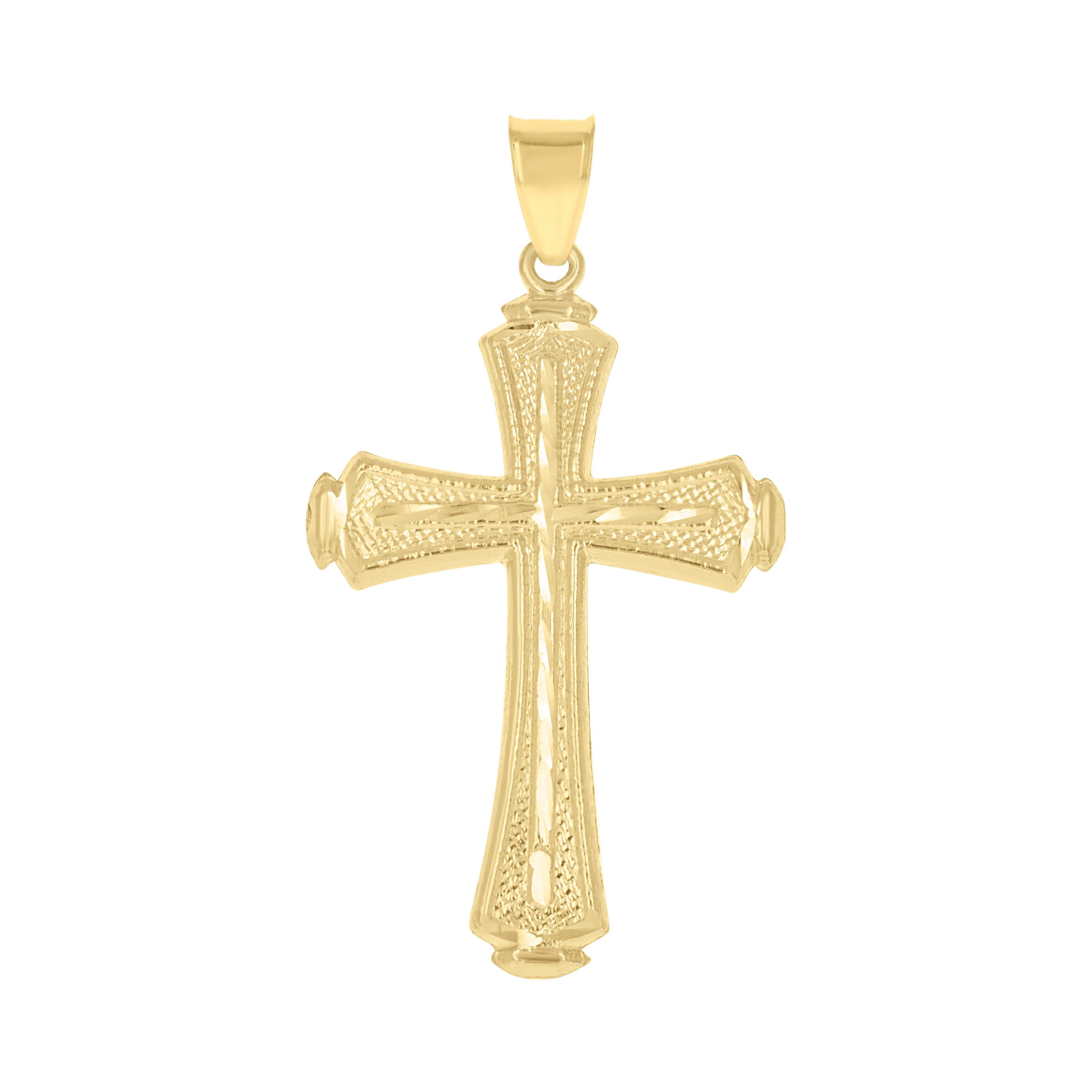 10kt Yellow Gold Mens Women Diamond-Cut Cross Religious Charm Pendant