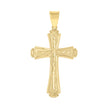 10kt Yellow Gold Diamond-Cut Mens Cross Religious Charm Pendant