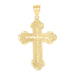 10kt Yellow Gold Diamond-Cut Mens Cross Religious Charm Pendant