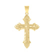 10kt Yellow Gold Diamond-Cut Mens Cross Religious Charm Pendant
