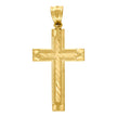 10kt Yellow Gold Diamond-Cut Mens Cross Religious Charm Pendant